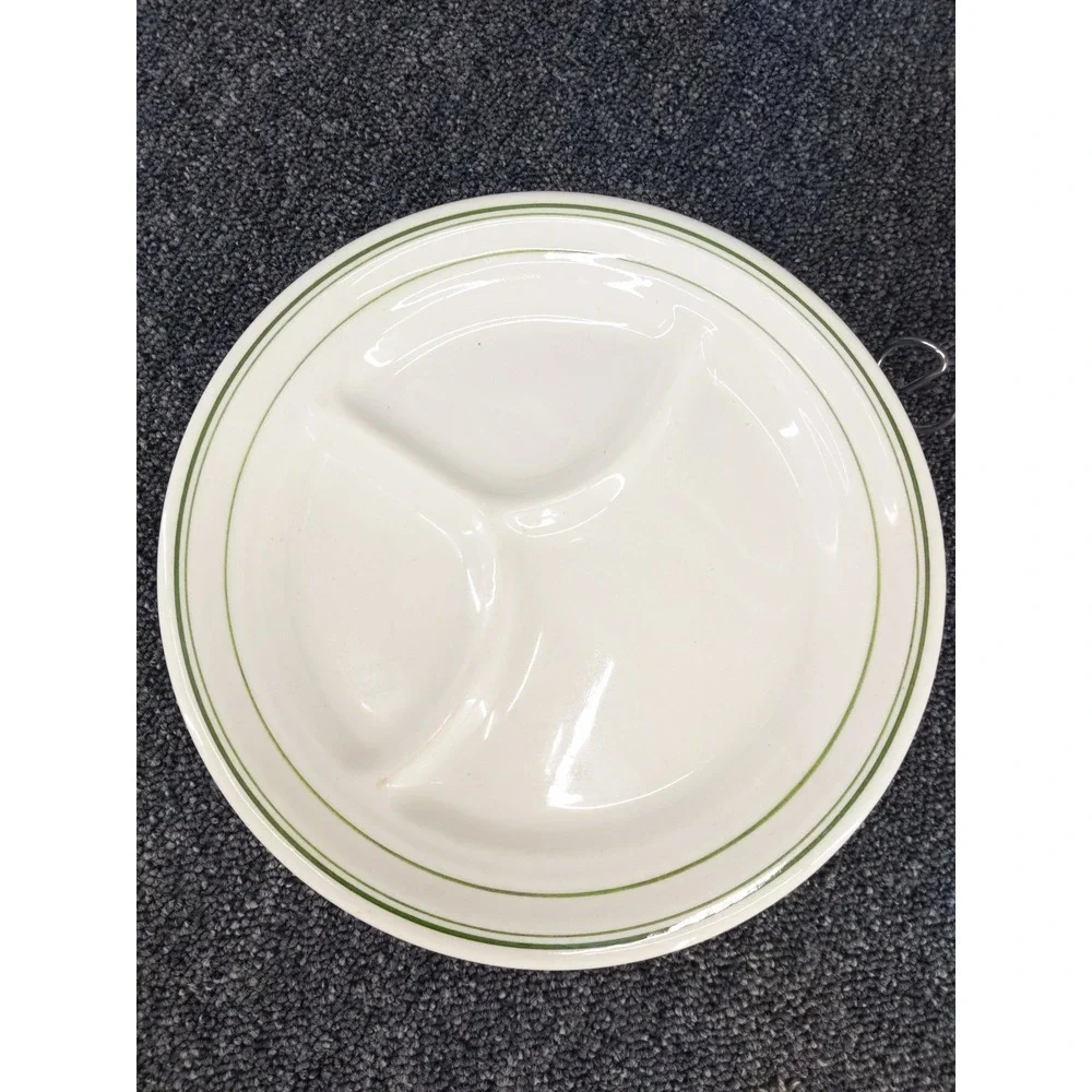 Wellsville Green Band Divided Grill Plates 9.5